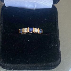 Blue Sapphire and Diamond Ring